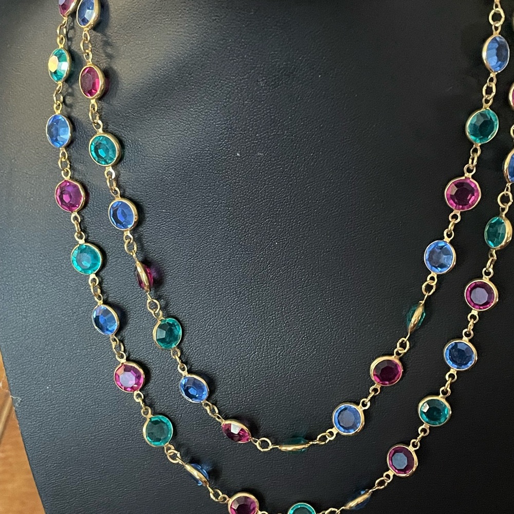 Vintage Swarovski Bezel Set Crystal Necklace